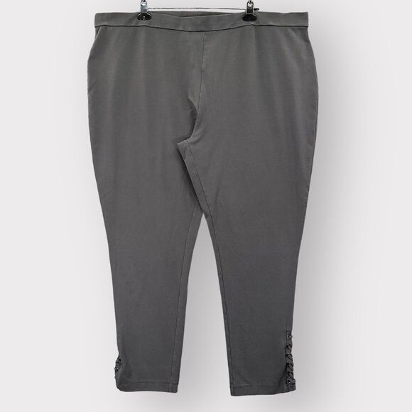 Susan Graver Pants - Susan‎ Graver Weekend Premium Leggings Women 3X Gray Pull On Lacing Detail H88